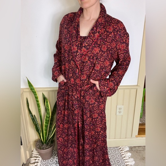 Vintage Michael Kors Paisley Slip Dress & Robe Set | Made in USA Sz S - Picture 2 of 16